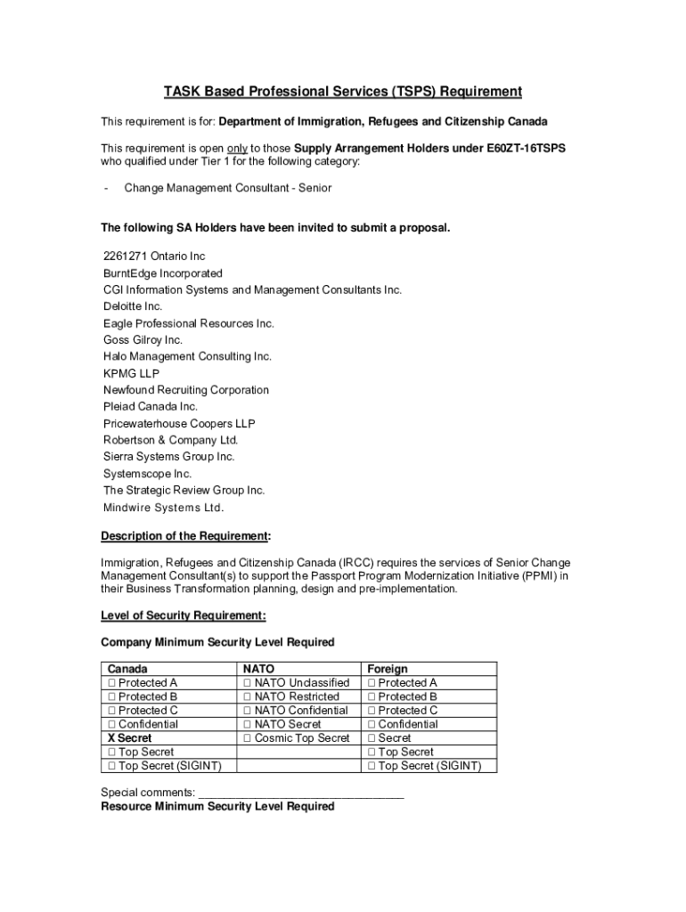 Fillable Online Task and solutions professional services (TSPS) Fax