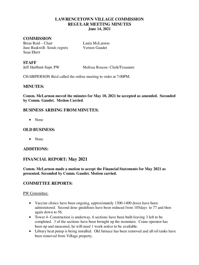Fillable Online LAWRENCETOWN VILLAGE COMMISSION Fax Email Print pdfFiller
