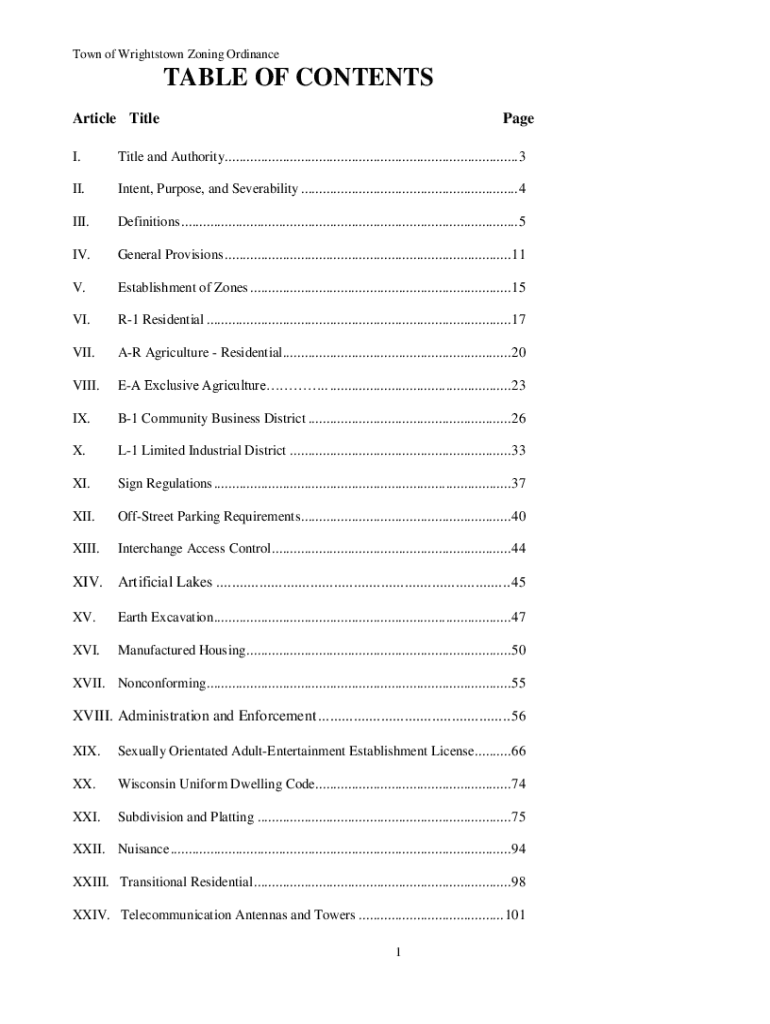 Fillable Online Village of Wrightstown, WI General Provisions Zoning Fax Email Print pdfFiller
