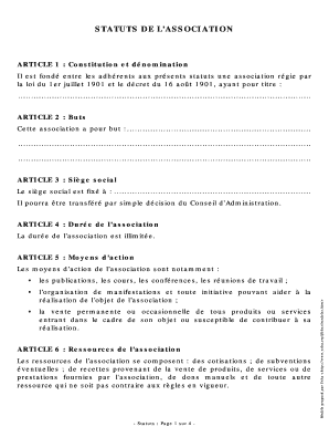 Modèle de Statuts d’Association