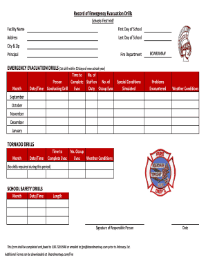 Emergency Evacuation Drills Record Form