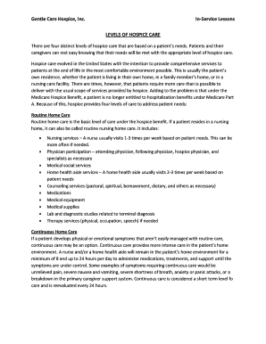Hospice Care Levels Training Form