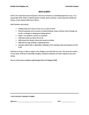 Grieving Training Certificate
