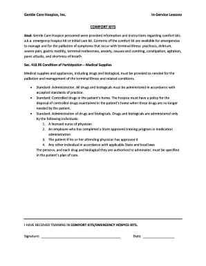 Comfort Kit Training Form