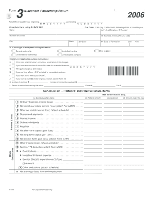 Wisconsin Partnership Tax Return Form 3