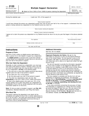 Form 2120 Multiple Support Declaration