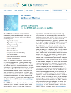 SAFER Contingency Planning Self Assessment Guide