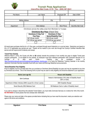 Omnitrans Employee Transit Pass Application