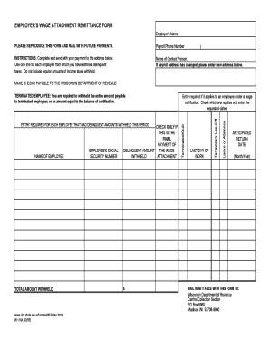Employer's Wage Attachment Remittance Form