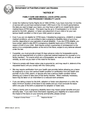 California CFRA Leave Notice B