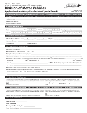 West Virginia Non-Resident Special Permit Application