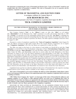 What is a letter of transmittal in a proposal - Letter of Transmittal and Election Form.PDF - Teck