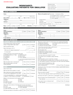 Smallpox Patient Evaluation Form