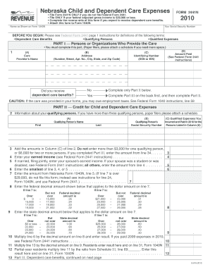Nebraska Child and Dependent Care Expenses Form 2441N