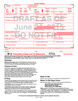 Form W-3 Transmittal of Wage and Tax Statements