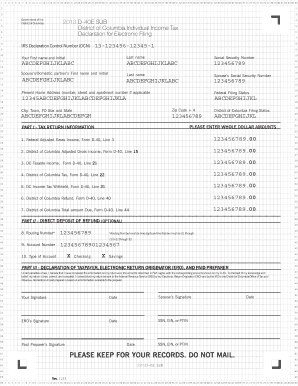 District of Columbia Individual Income Tax Declaration