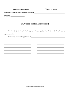 Ohio Guardianship Waiver of Notice and Consent