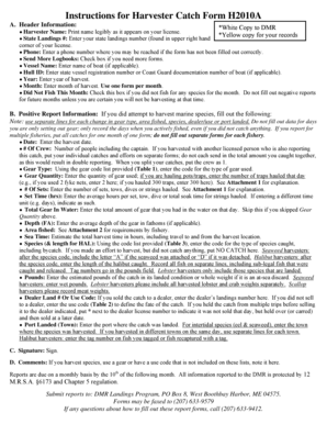 Harvester Catch Form H2010A