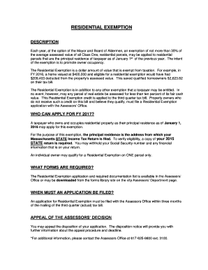 Massachusetts Residential Exemption Application