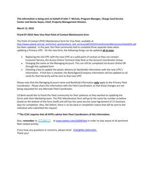 Visa Fleet Point of Contact Maintenance Form