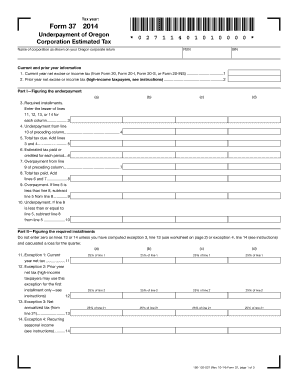 Oregon Corporation Estimated Tax Form 37