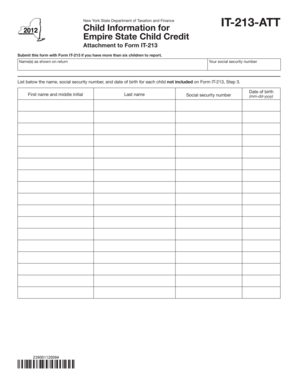 New York Empire State Child Credit Attachment