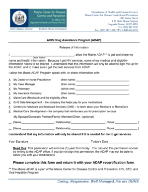 Maine ADAP Release of Information Form
