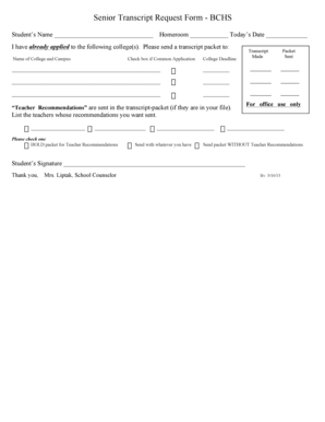 Senior Transcript Request Form
