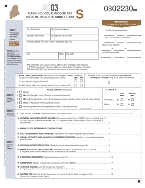 Maine Individual Income Tax Form 1040S-ME