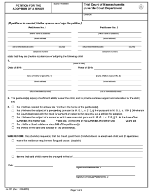 Massachusetts Minor Adoption Petition