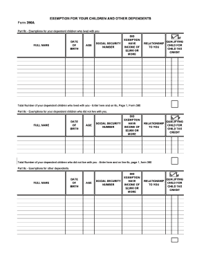 Form 390A Exemptions for Dependents