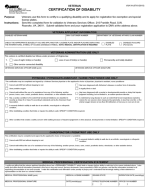 Veteran Disability Certification Form