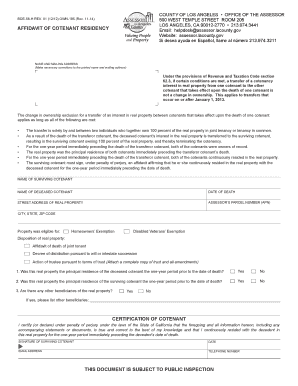 Affidavit of Cotenant Residency
