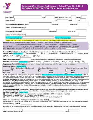 Before & After School Enrichment Registration Form