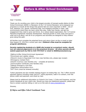 Before & After School Enrichment Registration Form