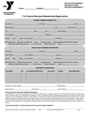 Y of Central Maryland Membership Registration