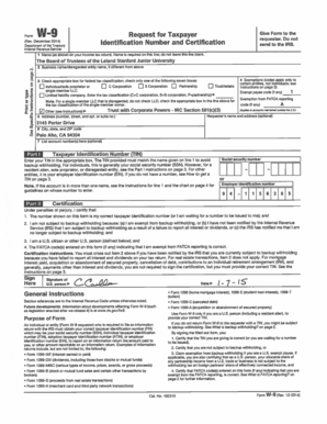 W-9 Form Request for Taxpayer Identification Number