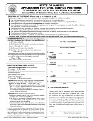 Hawaii Civil Service Application Form