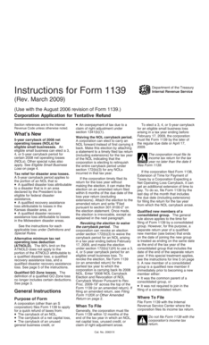 IRS Form 1139 Instructions