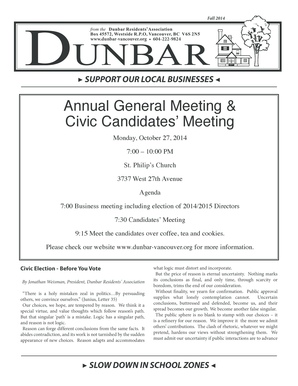 DRA Fall 2014 Newsletter - Dunbar Residents Association News ... - dunbar-vancouver