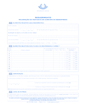 Requerimento de majoração do montante do subsídio de desemprego