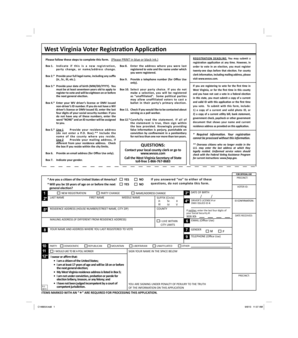 West Virginia Voter Registration Application