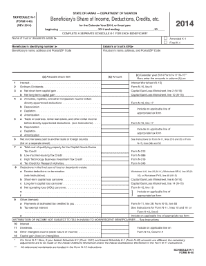 Hawaii Schedule K-1 Form N-40