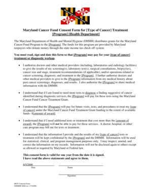 Maryland Cancer Fund Consent Form