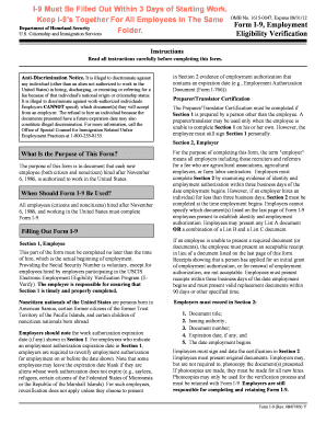 USCIS Form I-9 Employment Eligibility Verification