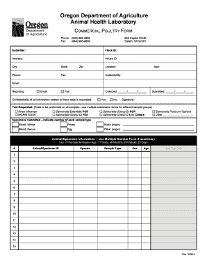 Oregon Poultry Health Test Request Form