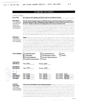 San Diego Humane Society Walk for Animals Permit Application
