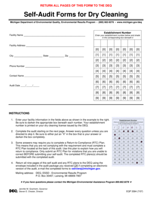 Michigan Dry Cleaning Self-Audit Form