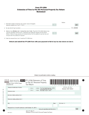 DC Personal Property Tax Return Extension Form