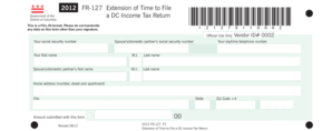 DC Income Tax Return Extension Form